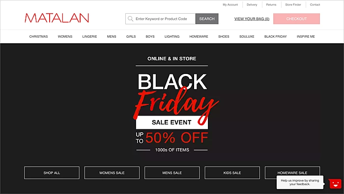matalan landingpage blackfriday