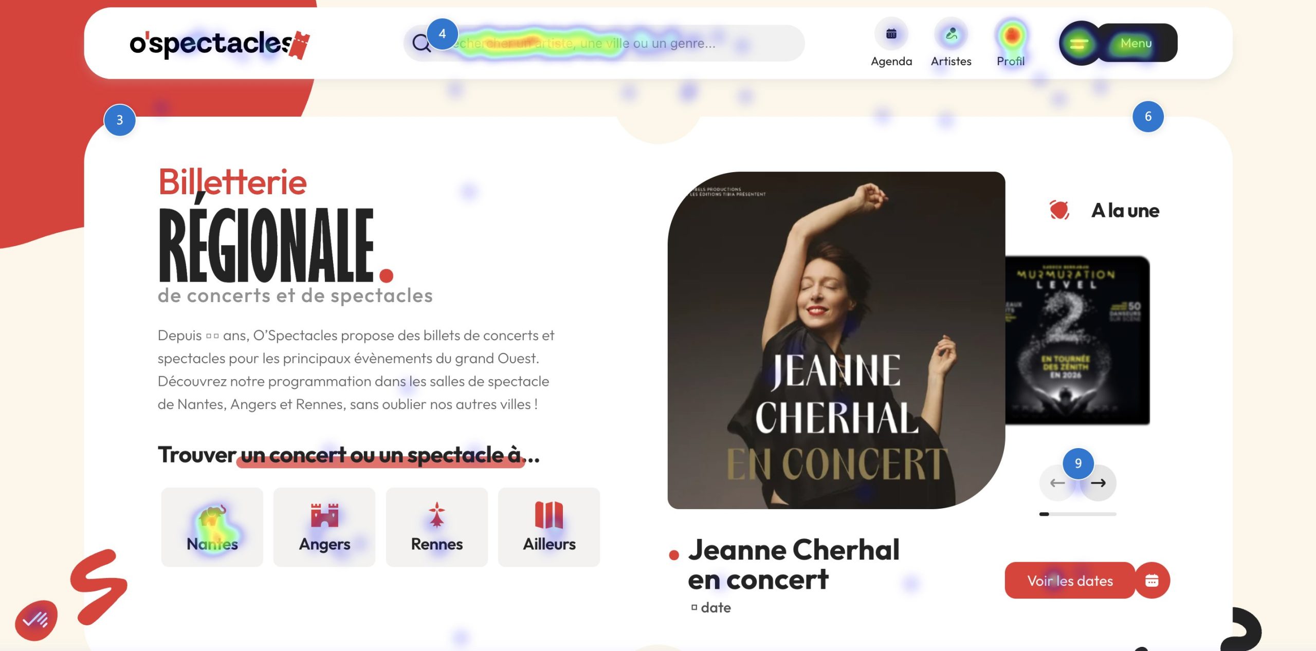 Exemple de heatmap de clics sur une page e-commerce